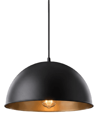 Hanging studio lamp casting warm light